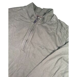 Tommy Bahama Olive‎ Green Striped Quarter Zip Pullover Mens XL